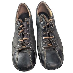 BORN Hawkeye Oxford Leather Shoes Sz 9.5 Black Lace Up Loafers Handcrafted W3578